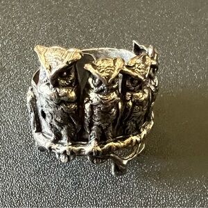 Lotta djosson Paris Antique Silver Owl Ring adjustable